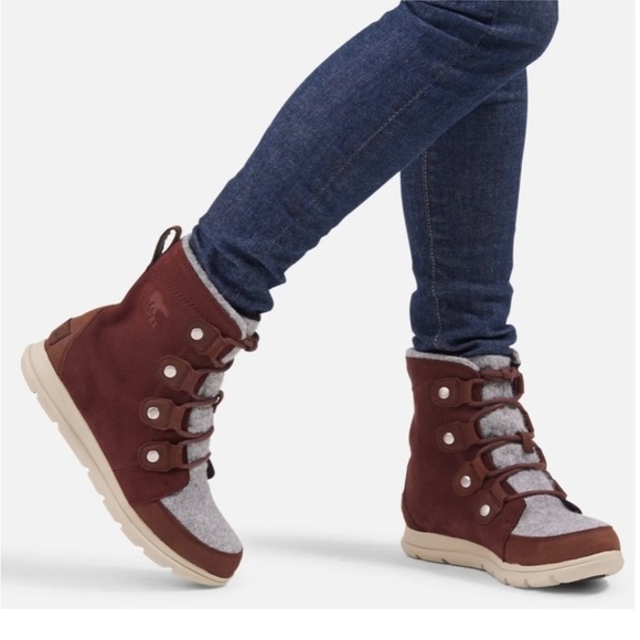 SOREL | Explorer Joan Felt 100g Waterproof Winter Boots in Redwood Size 8.5 - Picture 5 of 14